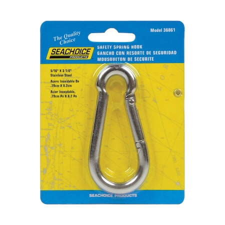 Seachoice Seachoice Stainless Steel 3-1/4 in. L X 5/16 in. W Safety Spring Hook 1 pk 36861
